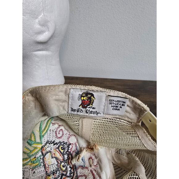 Vintage Y2k Ed Hardy Embroidered Tiger Adjustable Snapback Mesh Trucker Hat - Picture 7 of 7